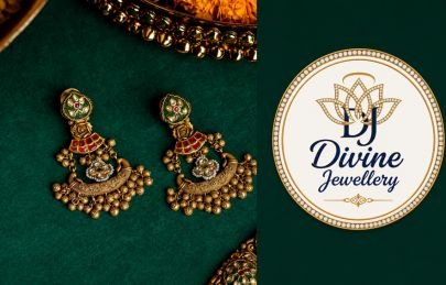  Divine Jewellery Antique Gold-Plated Silver Temple Pendant Set with Green Beads