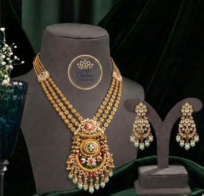 Antique Gold Chandbali Pendant Necklace Set with Kundan & Pearls | DJ Divine Jewellery