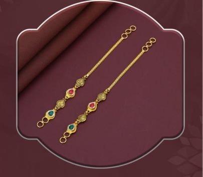 Classic Mango Drop Kundan 92.5 Silver Gold-Plated Kaan Sar (Ear Chain)