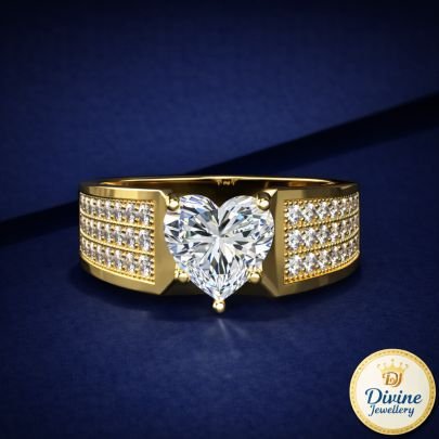 DIVINE 92.5 Sterling Silver Heart Shape Men's Statement Ring