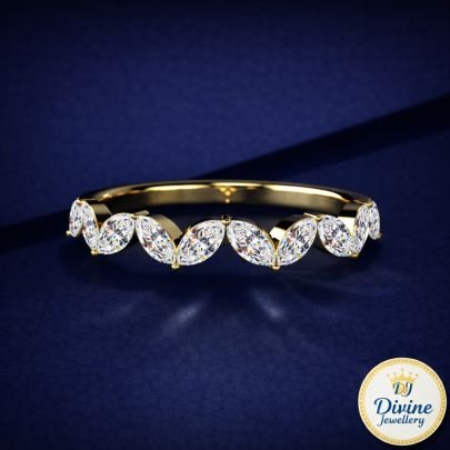 DIVINE 92.5 Sterling Silver Marquise Cut Wave Eternity Band