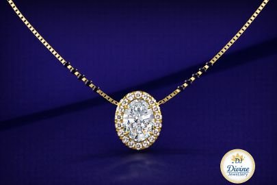 DIVINE 92.5 Sterling Silver Oval Halo Mangalsutra – 14K Gold Plated Vintage-Inspired Pendant