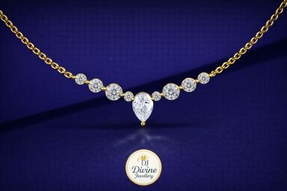 DIVINE 92.5 Sterling Silver Seven-Stone Cluster Mangalsutra – 14K Gold Plated Curved Wave Pendant