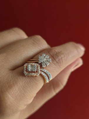 DIVINE Dual Style Designer Diamond Look Ring for Women – Luxury Party Wear Finger Ring