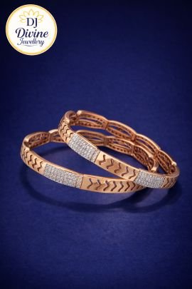 DIVINE Rose Gold Diamond Pattern Designer Bangles
