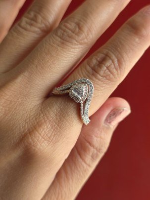 DIVINE Twisted Teardrop Wave Ring for Women – Luxury Pave Crystal Finger Ring with Modern Curved Design | Elegant Party Wear & Gift Ring