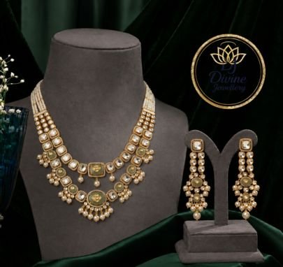 Divine Double Layer Kundan Necklace Set in 92.5 Silver Gold Plated