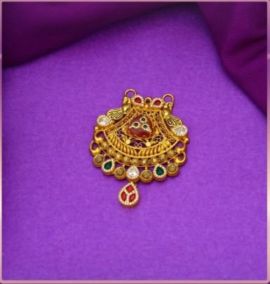 Divine Jewellery 92.5 Silver Gold Plated Antique Pendant – Traditional Meenakari Design Statement Jewellery