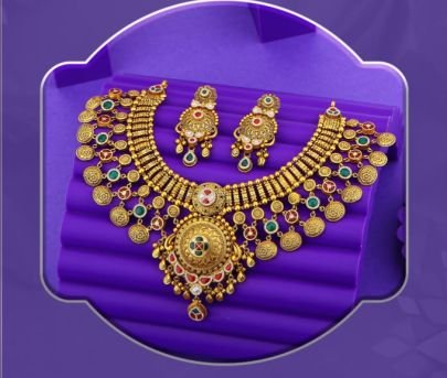 Divine Jewellery 92.5 Silver Gold Plated Layered Coin Necklace Set with Earrings – Antique Meenakari Bridal Design