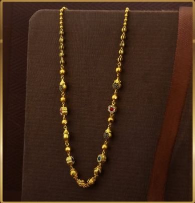Divine Jewellery 92.5 Silver Gold Plated Lightweight Chain – Antique Beaded Designer Chain