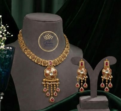 Divine Jewellery Antique Coin Design Pendant Necklace Set with Earrings for Women | 92.5 Silver Gold Plated Traditional Jewellery