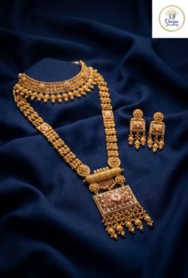 Divine Jewellery Antique Dual Layer Necklace Set with Heritage Choker & Temple Pendant in 92.5 Silver with Gold Plating