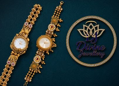 Divine Jewellery Antique Floral Gold Plated Designer Watch Bracelet Collection for Women