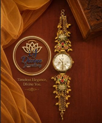 Divine Jewellery Antique Gold Plated Designer Watch Bracelet for Women | Traditional Ethnic Wrist Jewellery