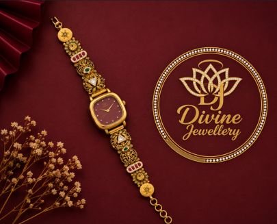 Divine Jewellery Antique Gold Plated Kundan Designer Watch Bracelet for Women