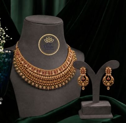 Divine Jewellery Antique Kundan Choker Necklace Set with Earrings | Gold Plated 92.5 Silver Bridal Heritage Jewellery
