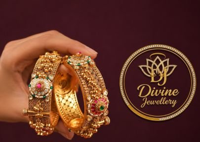 Divine Jewellery Antique Kundan Floral Kada Bangles Pair | 92.5 Silver Gold Plated