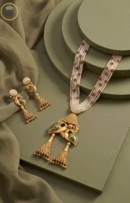 Divine Jewellery Antique Temple Pearl Multi-Layer Pendant Necklace Set