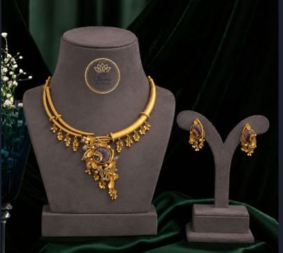 Divine Jewellery Artistic Pendant Necklace Set with Earrings for Women | 92.5 Silver Gold Plated Designer Jewellery