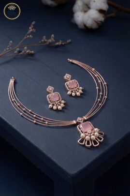 Divine Jewellery Blush Pearl Grace Rose Gold Necklace Set