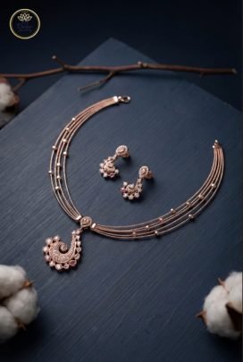 Divine Jewellery Blush Swirl Multi-Strand Rose Gold Necklace Set
