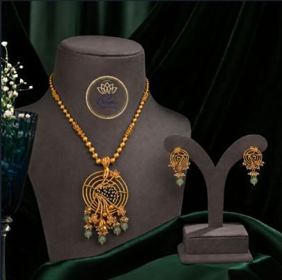 Divine Jewellery Contemporary Designer Pendant Necklace Set with Earrings for Women | 92.5 Silver Gold Plated Jewellery