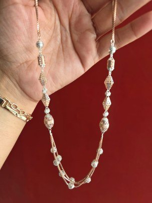 Divine Jewellery Dual Tone Designer Bead Layered Long Chain
