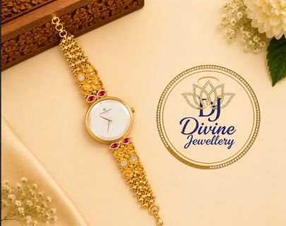Divine Jewellery Elegant Gold Plated Stone Studded Watch Bracelet for Women