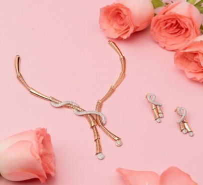 Divine Jewellery Elegant Infinity Twist Designer Necklace Set with Crystal Knot Detailing