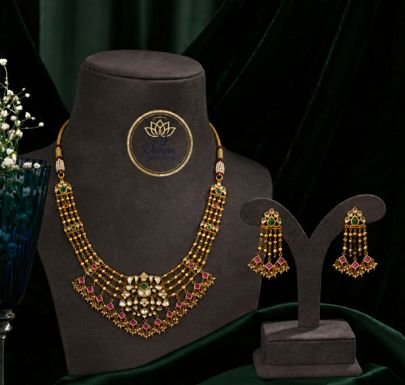 Divine Jewellery Elegant Kundan Layered Necklace Set for Women | Antique Gold Plated Ethnic Jewellery with Earrings | Divine Jewellery