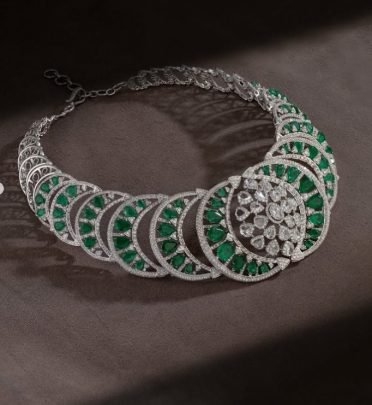Divine Jewellery Emerald Crystal Art Deco Designer Statement Necklace