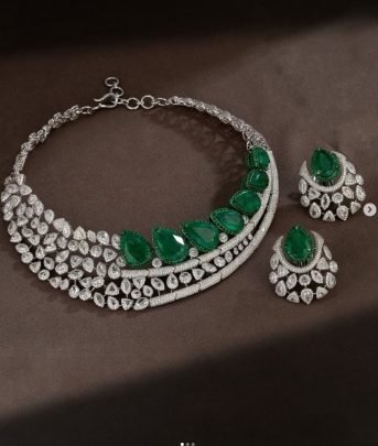 Divine Jewellery Emerald Teardrop Crystal Bridal Necklace Set