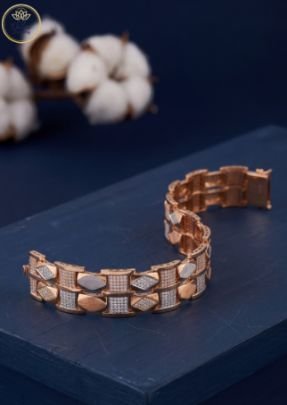 Divine Jewellery Geometric Diamond-Style Link Bracelet with Premium Gold Plating