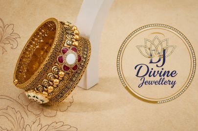 Divine Jewellery Gold Plated 92.5 Silver Traditional Designer Kada Bangle for Women