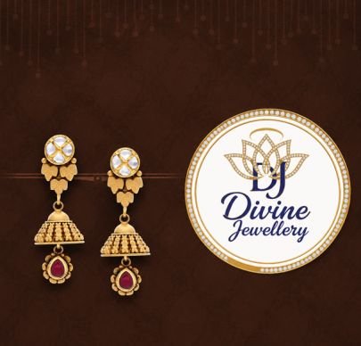 Divine Jewellery Gold Plated Traditional Jhumka Earrings with Ruby Drop in 92.5 Silver