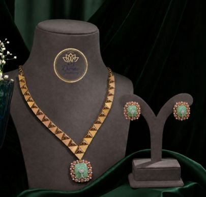 Divine Jewellery Gold Plated Traditional Necklace Set for Women & Girls with Matching Stud Earrings, Designer Ethnic Jewelry Set for Wedding, Party, F