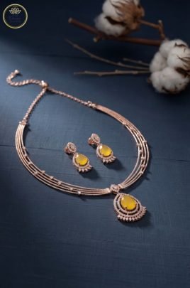 Divine Jewellery Golden Aura Sunbeam Rose Gold Necklace Set
