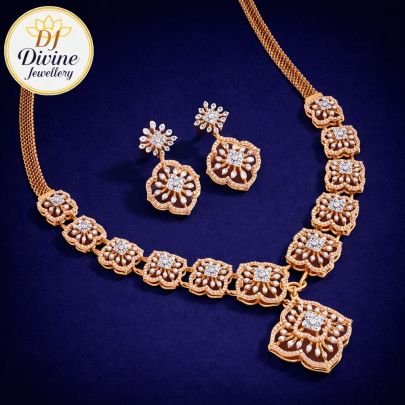 Divine Jewellery Golden Blossom Heritage Designer Necklace Set