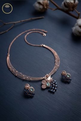 Divine Jewellery Midnight Bloom Multi-Strand Rose Gold Necklace Set