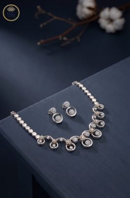 Divine Jewellery Moonlit Halo Silver Statement Necklace Set