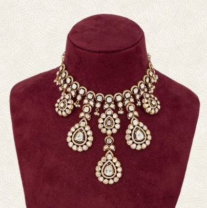 Divine Jewellery Noor Polki Teardrop Bridal Choker Necklace Set