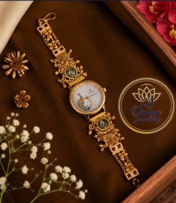 Divine Jewellery Peacock Design Antique Gold Plated Watch Bracelet for Women
