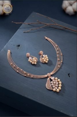 Divine Jewellery Pearl Blossom Multi-Strand Rose Gold Necklace Set