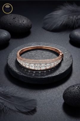 Divine Jewellery Radiant Emerald-Cut Crystal Rose Gold Bracelet