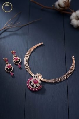 Divine Jewellery Rani Blossom Royale Rose Gold Necklace Set