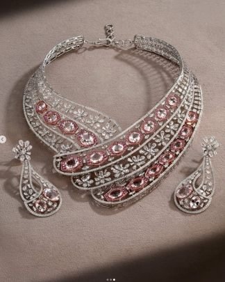 Divine Jewellery Rosé Crystal Floral Designer Necklace Set