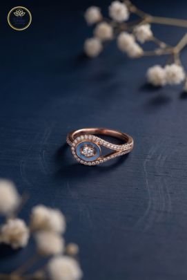 Divine Jewellery Rose Gold Blue Enamel Crystal Designer Ring