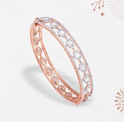 Divine Jewellery Rose Gold Crystal Halo Designer Bangle