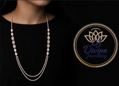 Divine Jewellery Rose Gold Plated Long Layered Necklace for Women | 92.5 Silver CZ Diamond Elegant Party Wear Chain Necklace