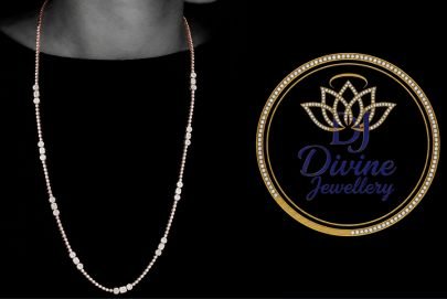 Divine Jewellery Rose Gold Plated Solitaire Long Necklace for Women | 92.5 Silver CZ Diamond Elegant Daily & Party Wear Necklace